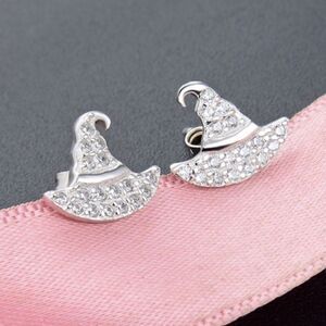 𝅺diamond encrusted Zircon Witch Hat Earrings NWT Sterling Silver